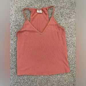V-Neck Coral Ribbed Tank